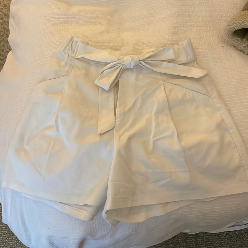 High waisted white shorts